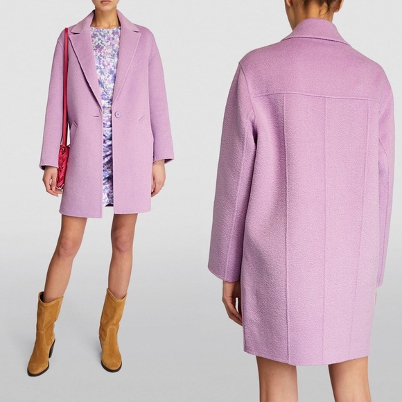 Maje Jackets & Blazers - Maje Gabriela Single-breasted Wool-blend Trench Coat, Purple, Size 34 (US XS)